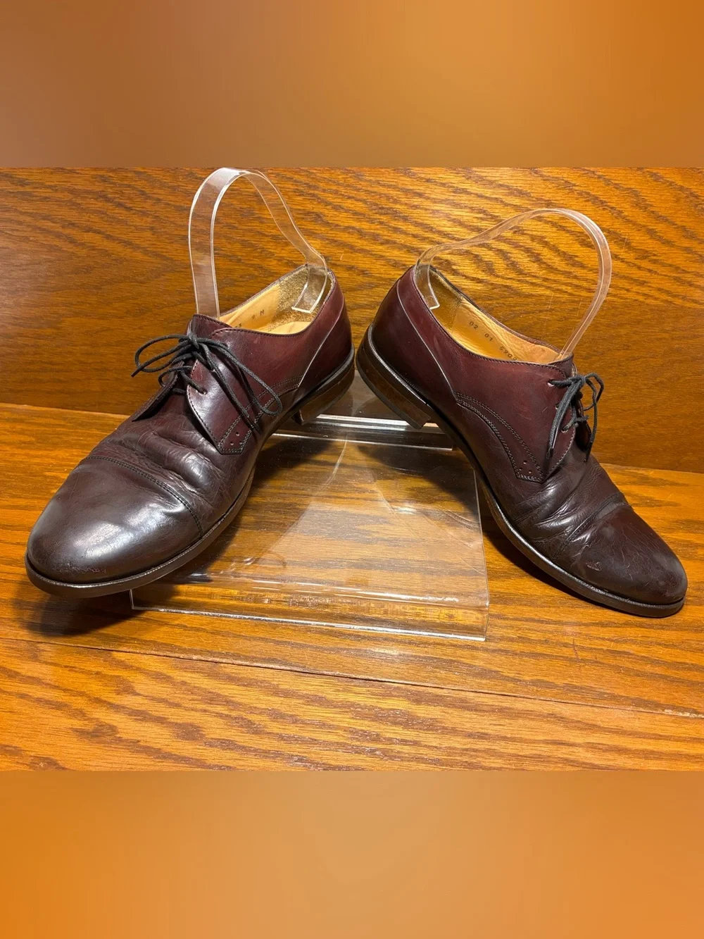 Y2K VTG Johnston & Murphy ITALY MADE Cap Toe Oxford Shoes Burgundy Men’s Size 9